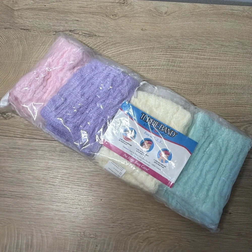 Turbie Twist Turbie Band 4 Pack Hair Headbands Spa Makeup Skincare Pastel New